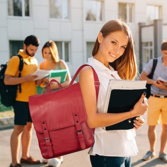 New VINTAGE LEATHER BACKPACK: - Picture 11 of 14